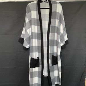 GUC Black & White Plaid Duster Sweater w/ Pockets